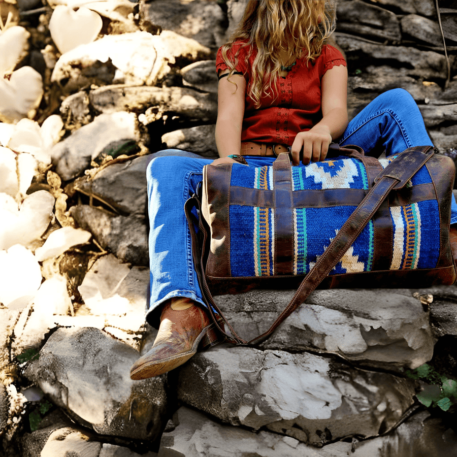 The Dakota Southwestern Leather Aztec Weekender Duffel Bag - 45L Luggage & BagsRanch Junkie