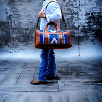 Dakota Southwestern Saddle Blanket Aztec Weekender Leather Duffel Bag - Ranch Junkie Mercantile LLC