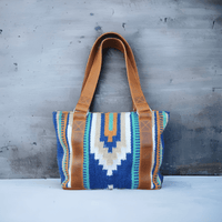 Dakota Southwestern Handwoven Wool Leather Boho Tote Western Handbag - Ranch Junkie Mercantile LLC