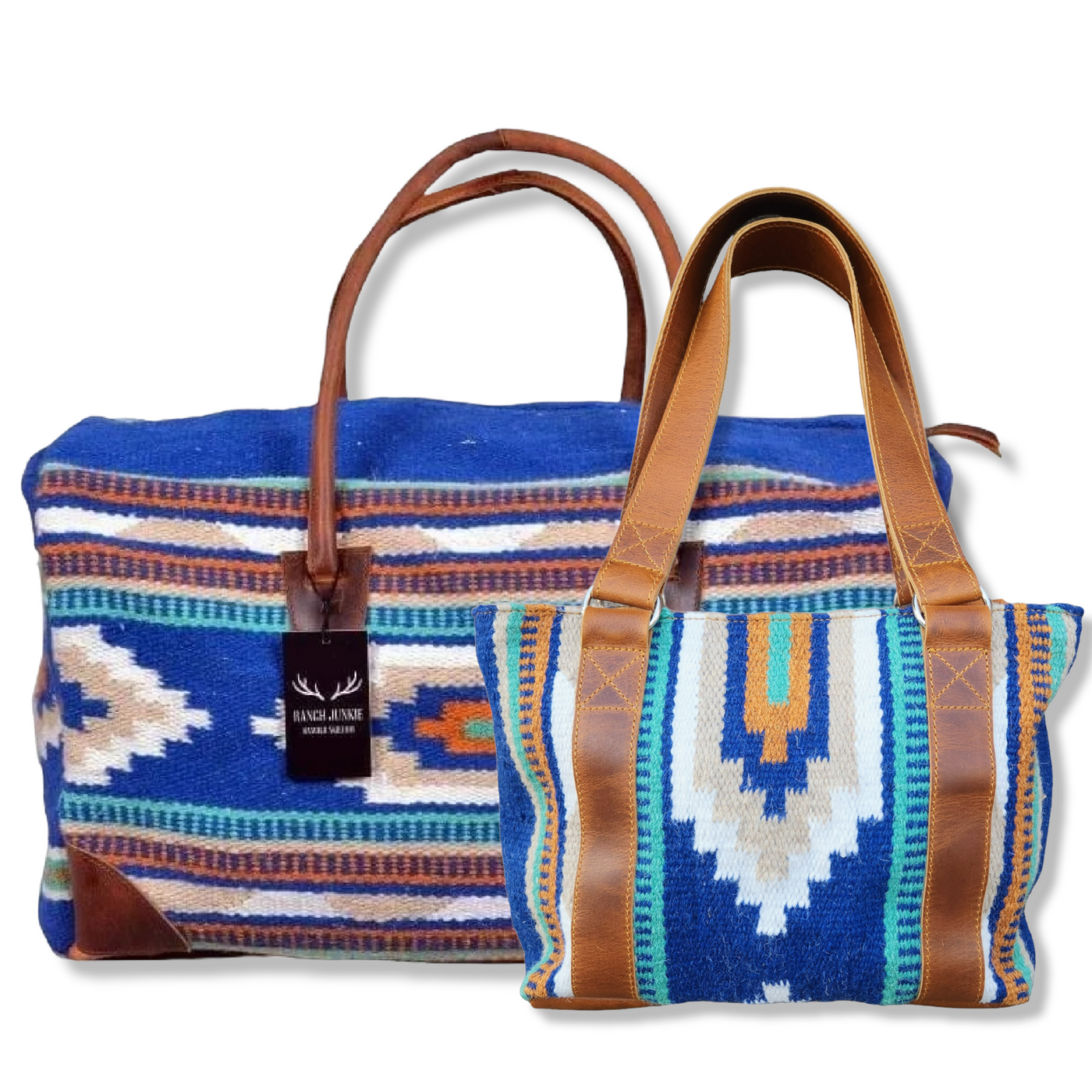 Bundle Deal- Dakota Wool Southwestern Boho Aztec Large Weekender Duffel Bag +Dakota Handwoven Wool Tote Purse - Ranch Junkie Mercantile LLC