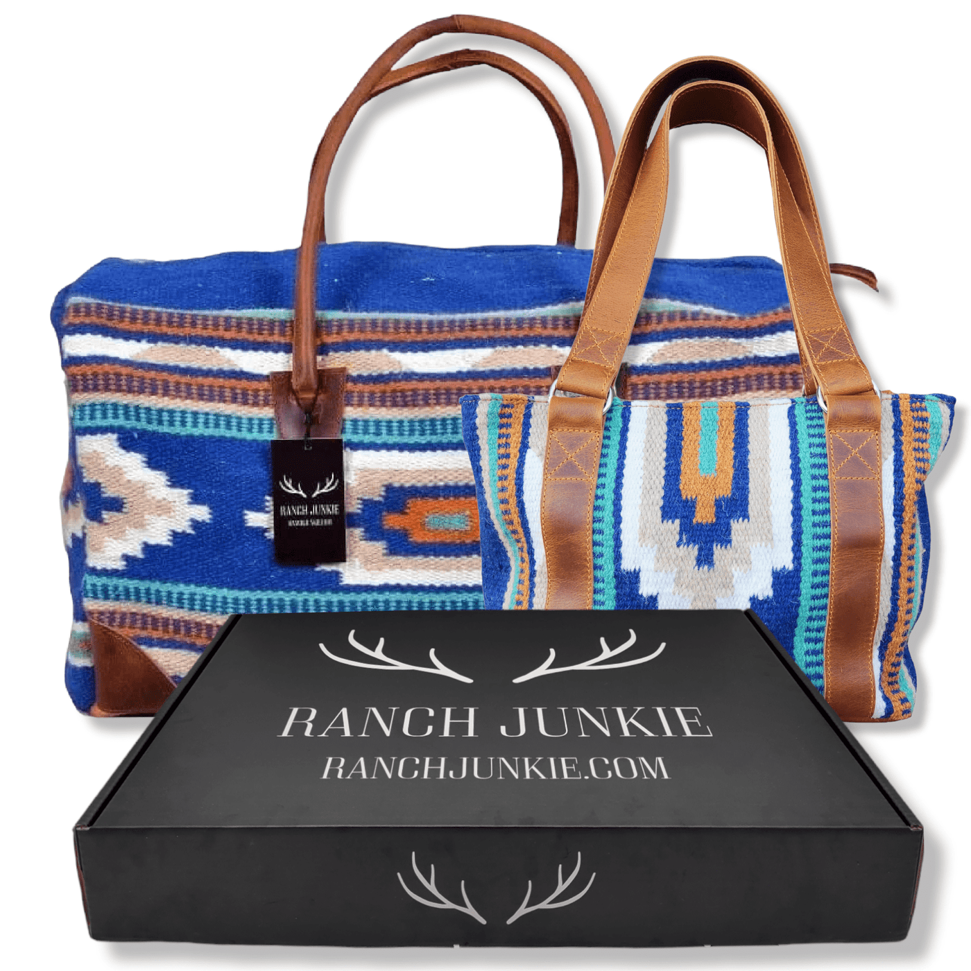 Bundle Deal- Dakota Wool Southwestern Boho Aztec Large Weekender Duffel Bag +Dakota Handwoven Wool Tote Purse - Ranch Junkie Mercantile LLC