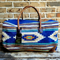 Dakota Southwestern Boho Aztec Large Weekender Duffel Bag Handwoven 100% Leather Handles - Ranch Junkie Mercantile LLC