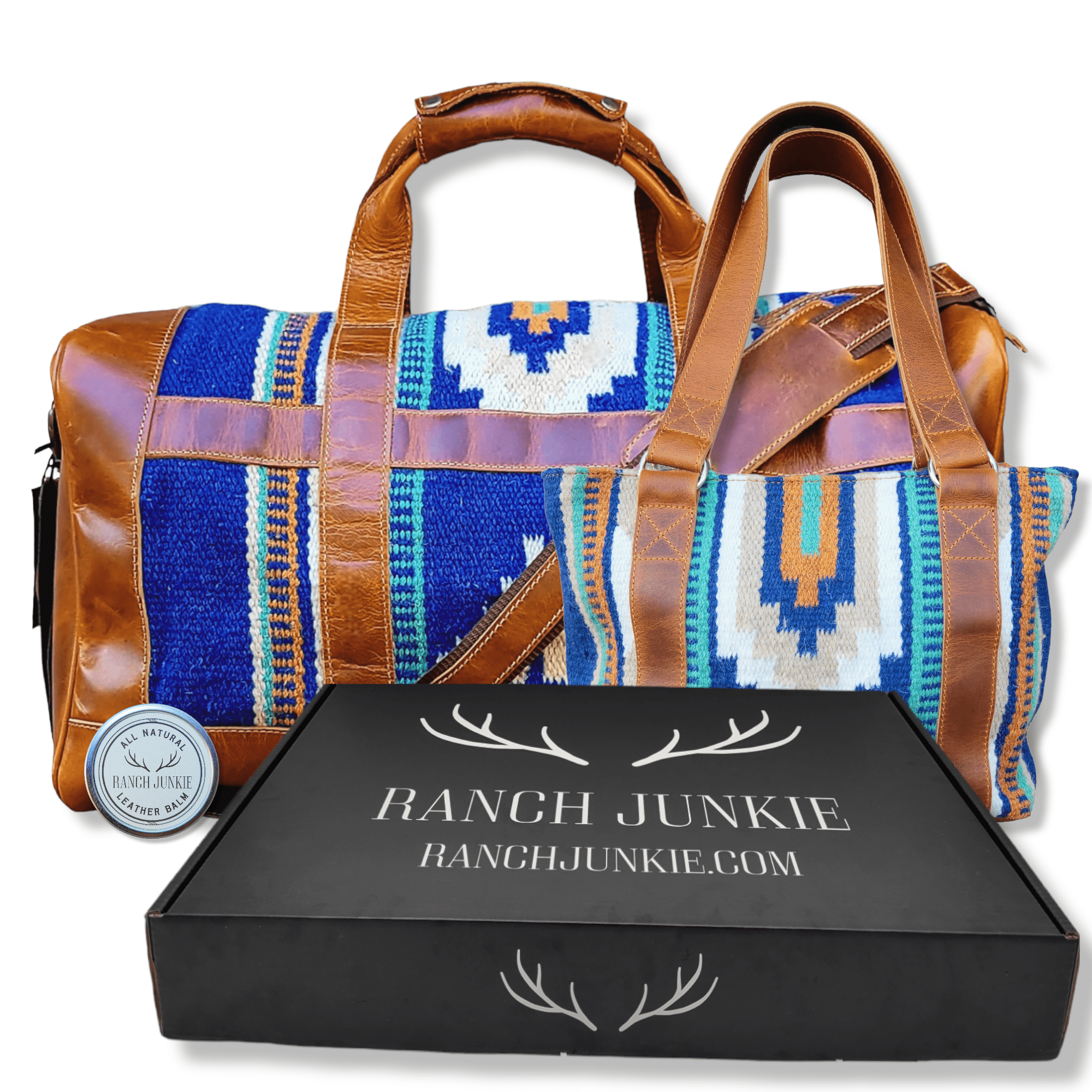 Bundle Deal-Dakota Southwestern Handwoven Wool Leather Weekender + Dakota Handwoven Wool Tote Purse - Ranch Junkie Mercantile LLC