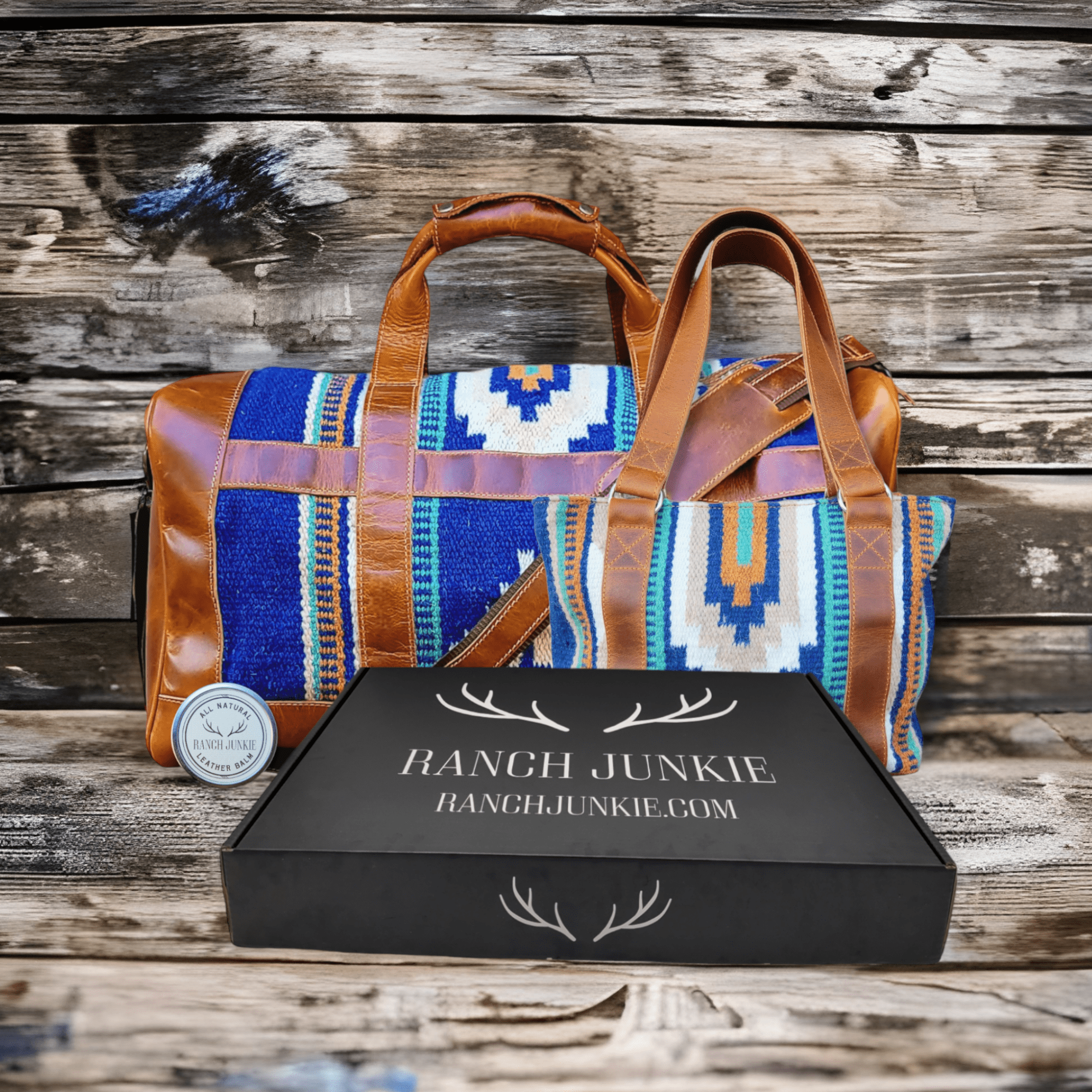 Bundle Deal-Dakota Southwestern Handwoven Wool Leather Weekender + Dakota Handwoven Wool Tote Purse - Ranch Junkie Mercantile LLC