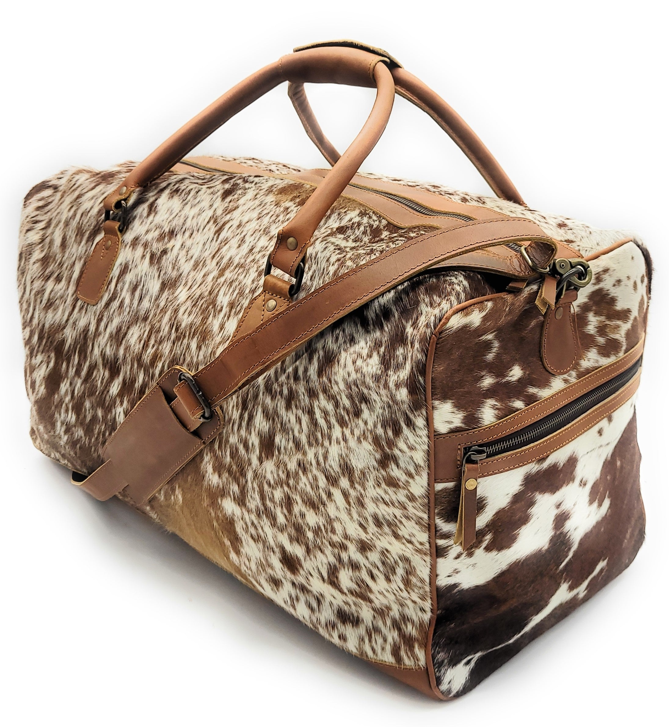 Mega Bundle Deal -The Highlands Large Genuine Cowhide Weekender Duffel Saddle+ Saddle Crossbody +Wristlet Clutch Saddle - Ranch Junkie Mercantile LLC 