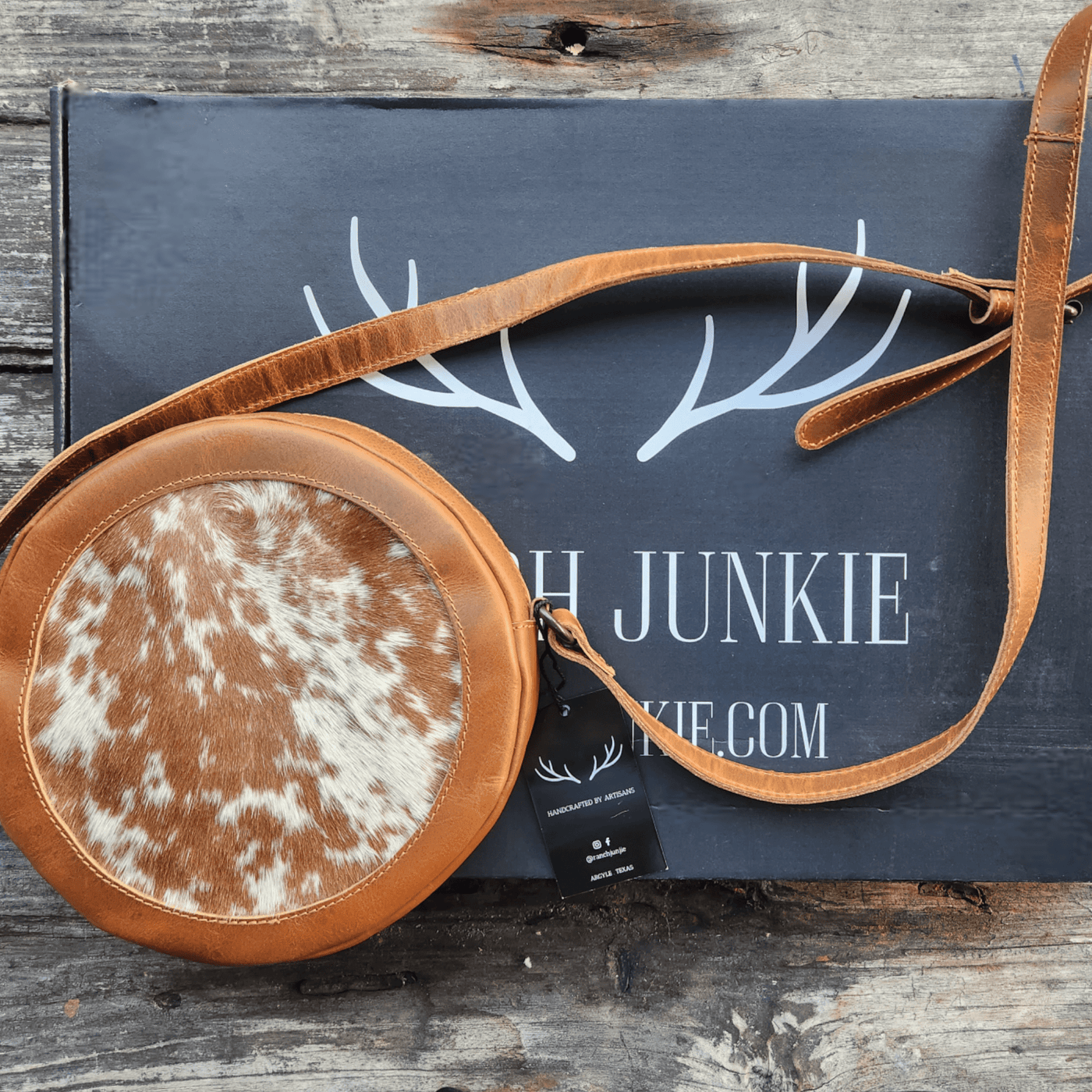 Bundle Deal -The Highlands Large Genuine Cowhide Weekender Duffel Saddle+ Crossbody Canteen Saddle - Ranch Junkie Mercantile LLC