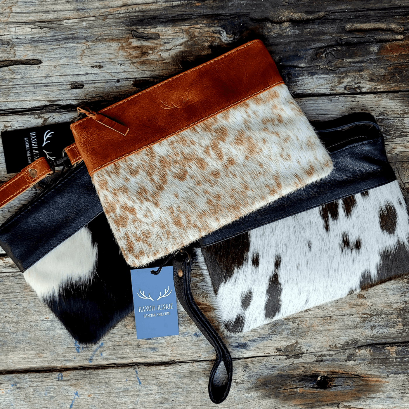 Cowhide wristlet sale