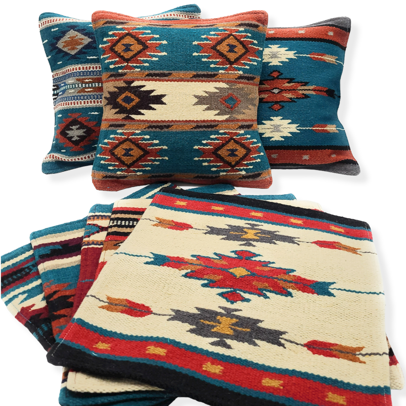 Southwestern Handwoven Wool Pillow Covers- The Pueblo 20 Assorted Colors- 18 X 18 Throw Pillow - Ranch Junkie Mercantile LLC