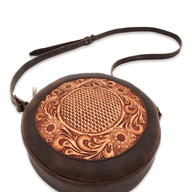 The Rancho Canteen Burnished Tan Hand-Tooled Leather Crossbody - Ranch Junkie Mercantile LLC