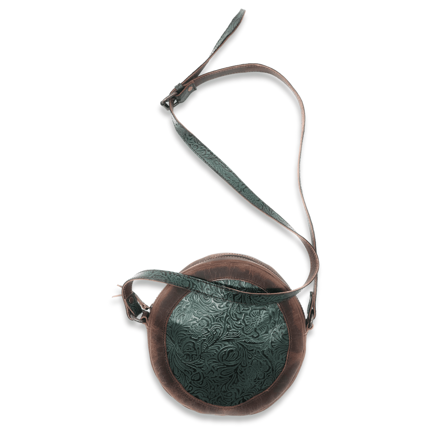 The Rancho Canteen Leather Turquoise Embossed Crossbody - Ranch Junkie Mercantile LLC