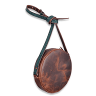 The Rancho Canteen Leather Turquoise Embossed Crossbody - Ranch Junkie Mercantile LLC