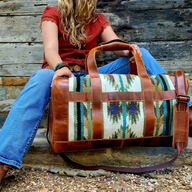 The Aspen Southwestern Leather Aztec Weekender Duffel Bag - 45L - Ranch Junkie Mercantile LLC