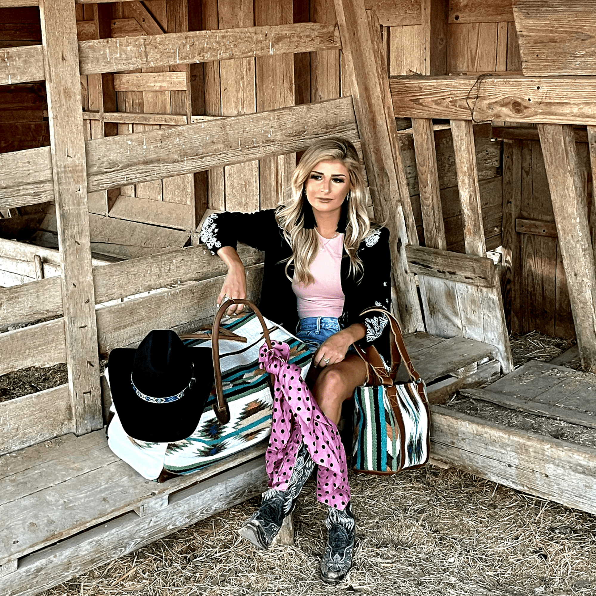 Aspen Southwestern Handwoven Wool+Leather Boho Tote Western Handbag Saddle Blanket Purse - Ranch Junkie Mercantile LLC