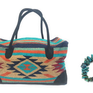 Bundle Deal-Cheyenne Southwestern Weekender Bag + Turquoise Chunk Bracelet Bundle - Ranch Junkie Mercantile LLC