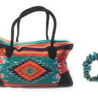 Bundle Deal-Franco Southwestern Weekender Bag + Turquoise Chunk Bracelet Bundle - Ranch Junkie Mercantile LLC