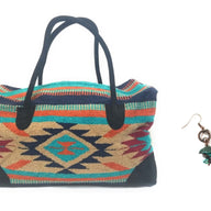 Bundle Deal-Cheyenne Southwestern Weekender Bag + Copper Natural Turquoise Stack Earrings Bundle - Ranch Junkie Mercantile LLC