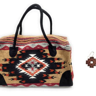 Bundle Deal- Del Rio Southwestern Weekender Bag + Compass | Wood Earrings Bundle - Ranch Junkie Mercantile LLC