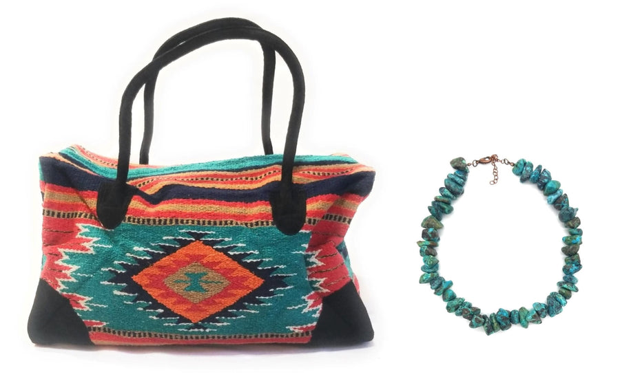 Bundle Deal-Franco Southwestern Weekender Bag + Turquoise Chunk Necklace Bundle - Ranch Junkie Mercantile LLC
