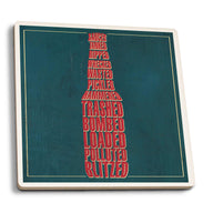 Drunk Typography - Beer Bottle Ceramic Coasters- Set of 4 - Ranch Junkie Mercantile LLC