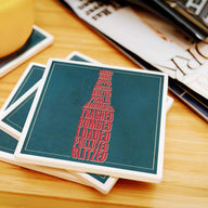 Drunk Typography - Beer Bottle Ceramic Coasters- Set of 4 - Ranch Junkie Mercantile LLC