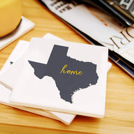 Texas - Home State - Gray on White  - Ceramic Coasters- Set of 4 - Ranch Junkie Mercantile LLC