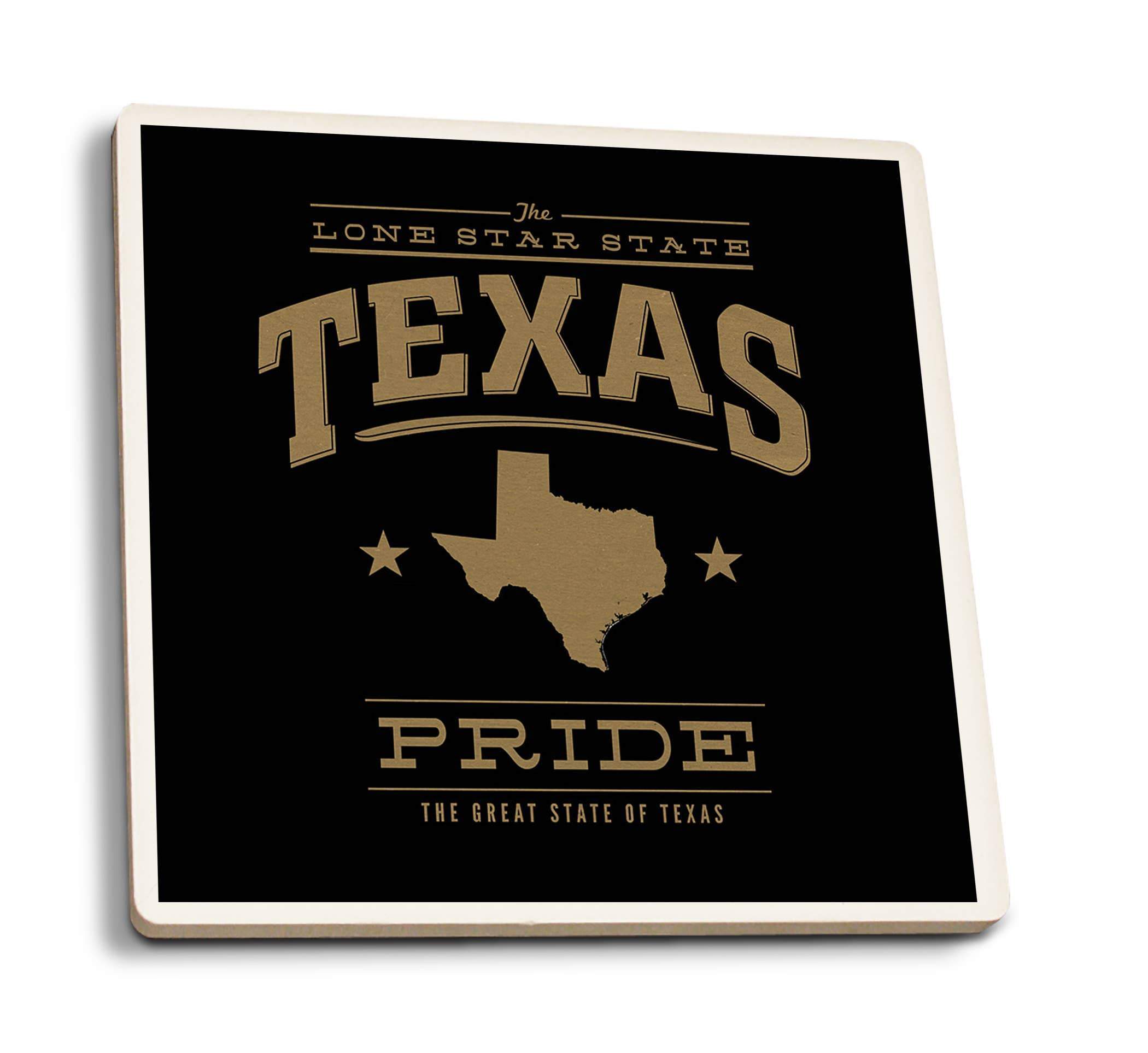 Texas State Pride - Gold on Black Ceramic Coasters- Set of 4 - Ranch Junkie Mercantile LLC 