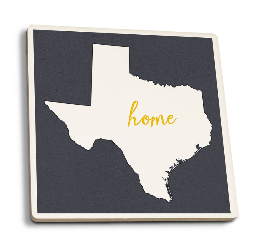 Texas - Home State - White on Gray  - Ceramic Coasters Set of 4 - Ranch Junkie Mercantile LLC