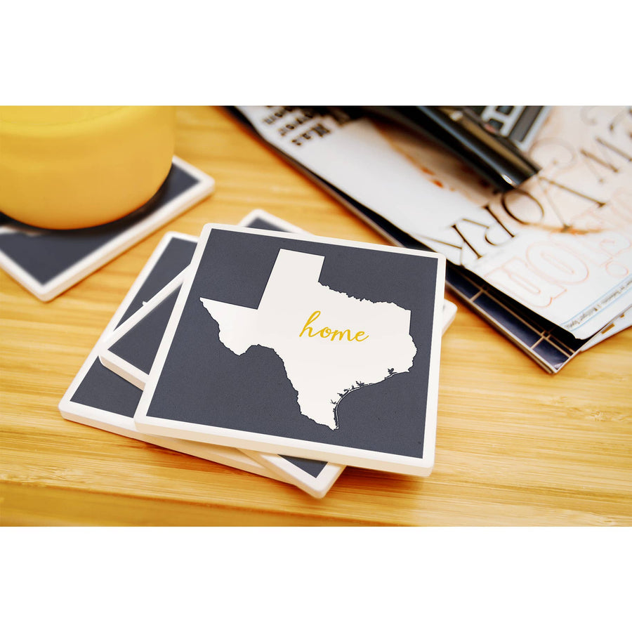 Texas - Home State - White on Gray  - Ceramic Coasters Set of 4 - Ranch Junkie Mercantile LLC