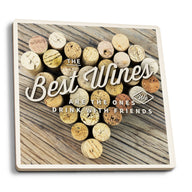 The Best Wines - Cork Heart Sentiment Ceramic Coaster- Set of 4 - Ranch Junkie Mercantile LLC