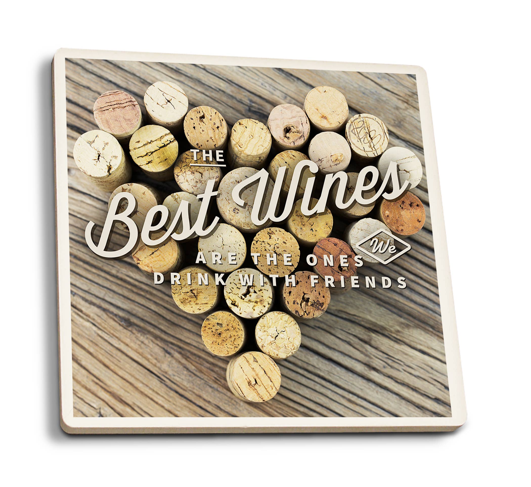 The Best Wines - Cork Heart Sentiment Ceramic Coaster- Set of 4 - Ranch Junkie Mercantile LLC