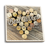 The Best Wines - Cork Heart Sentiment Ceramic Coaster- Set of 4 - Ranch Junkie Mercantile LLC 