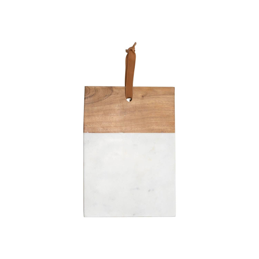 White Marble Wood Square Cutting Board - Small - Ranch Junkie Mercantile LLC