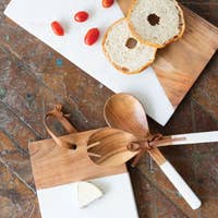 White Marble Wood Square Cutting Board - Small - Ranch Junkie Mercantile LLC 
