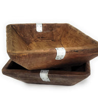 11"-13" Industrial Square Wooden Bowl Wood Dough Bowl- The Southern Woods - Ranch Junkie Mercantile LLC