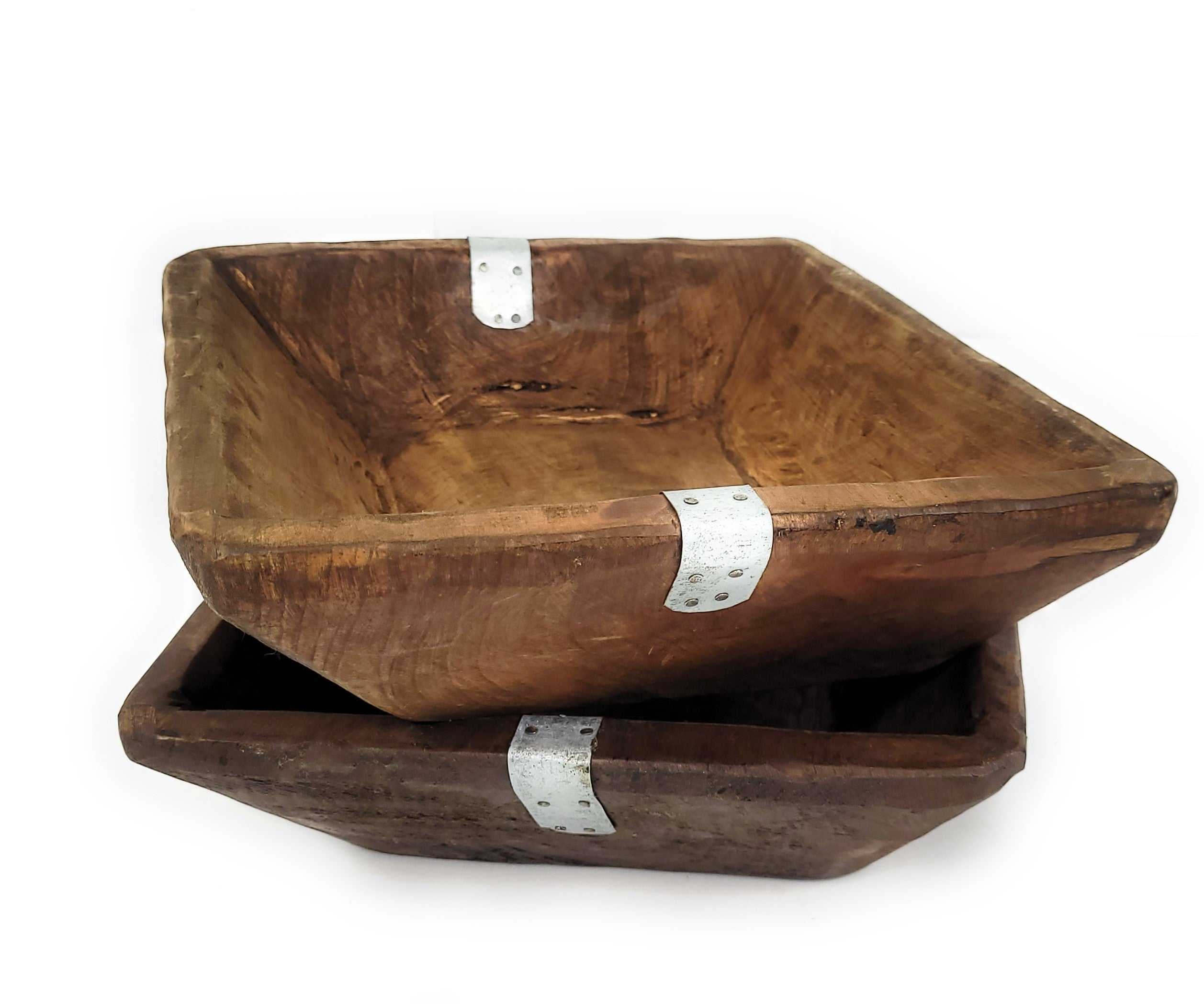 11"-13" Industrial Square Wooden Bowl Wood Dough Bowl- The Southern Woods - Ranch Junkie Mercantile LLC