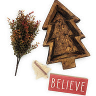 13"-14.5" Tree Bowl- Wooden Bowl Wood Dough Bowl- Christmas Tree Bowl - Ranch Junkie Mercantile LLC