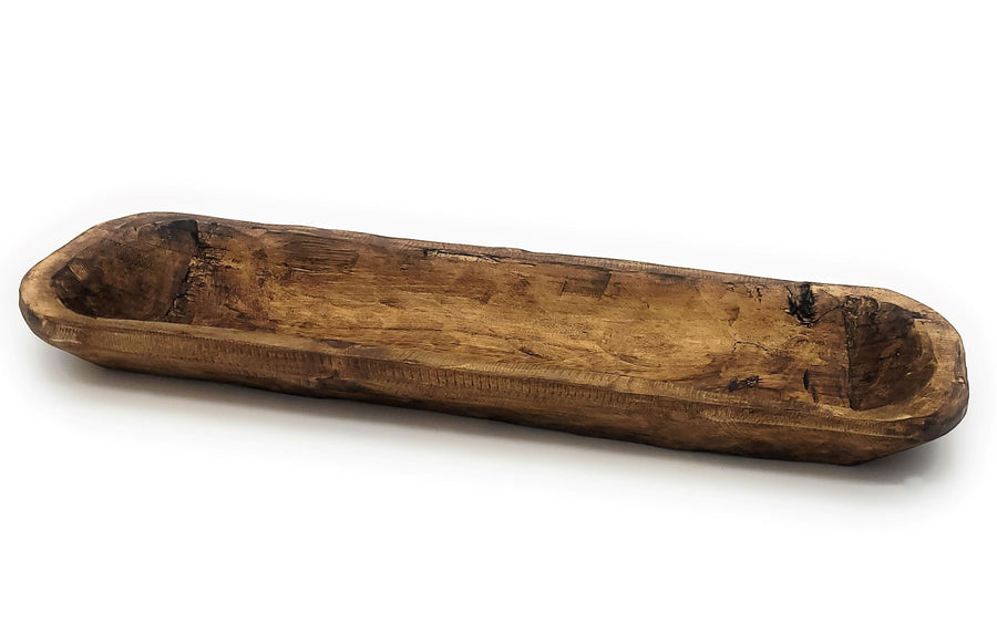 18"-21.5" Baguette Dough Bowl Three Colors,  The New Dawn Decorative Wood Bowl, Table Center Piece, Wood Bowl + Moss Balls - Ranch Junkie Mercantile LLC