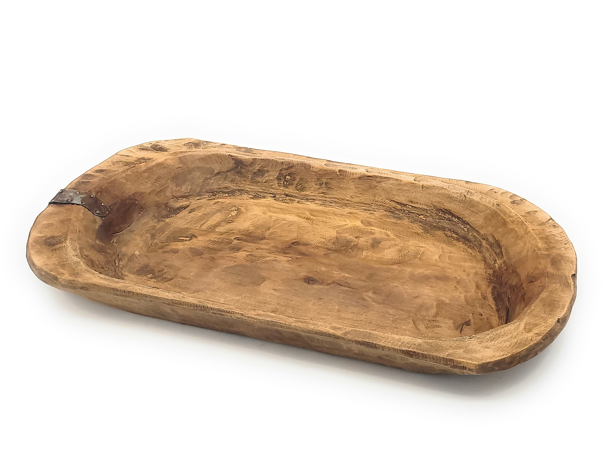 19"-22" Long Industrial Farmhouse Decorative Wood Dough Bowl - The Weston Industrial Dough Bowl - Ranch Junkie Mercantile LLC 