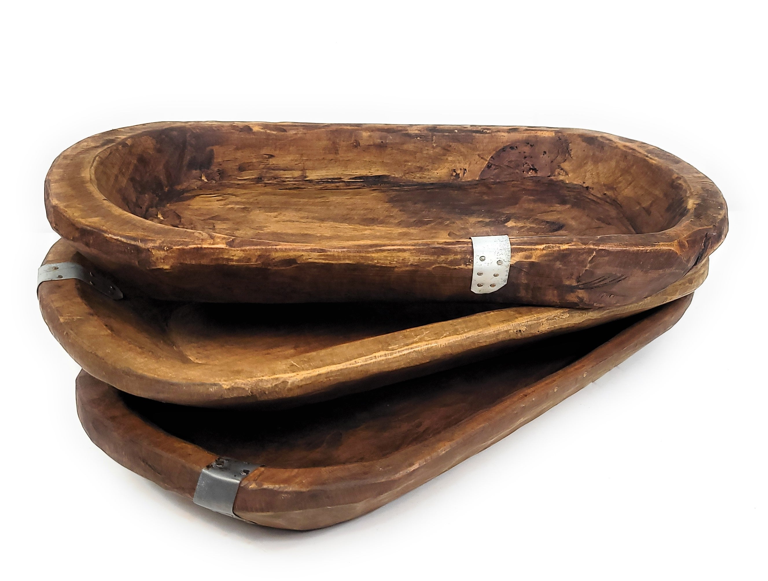19"-22" Long Industrial Farmhouse Decorative Wood Dough Bowl - The Weston Industrial Dough Bowl - Ranch Junkie Mercantile LLC 