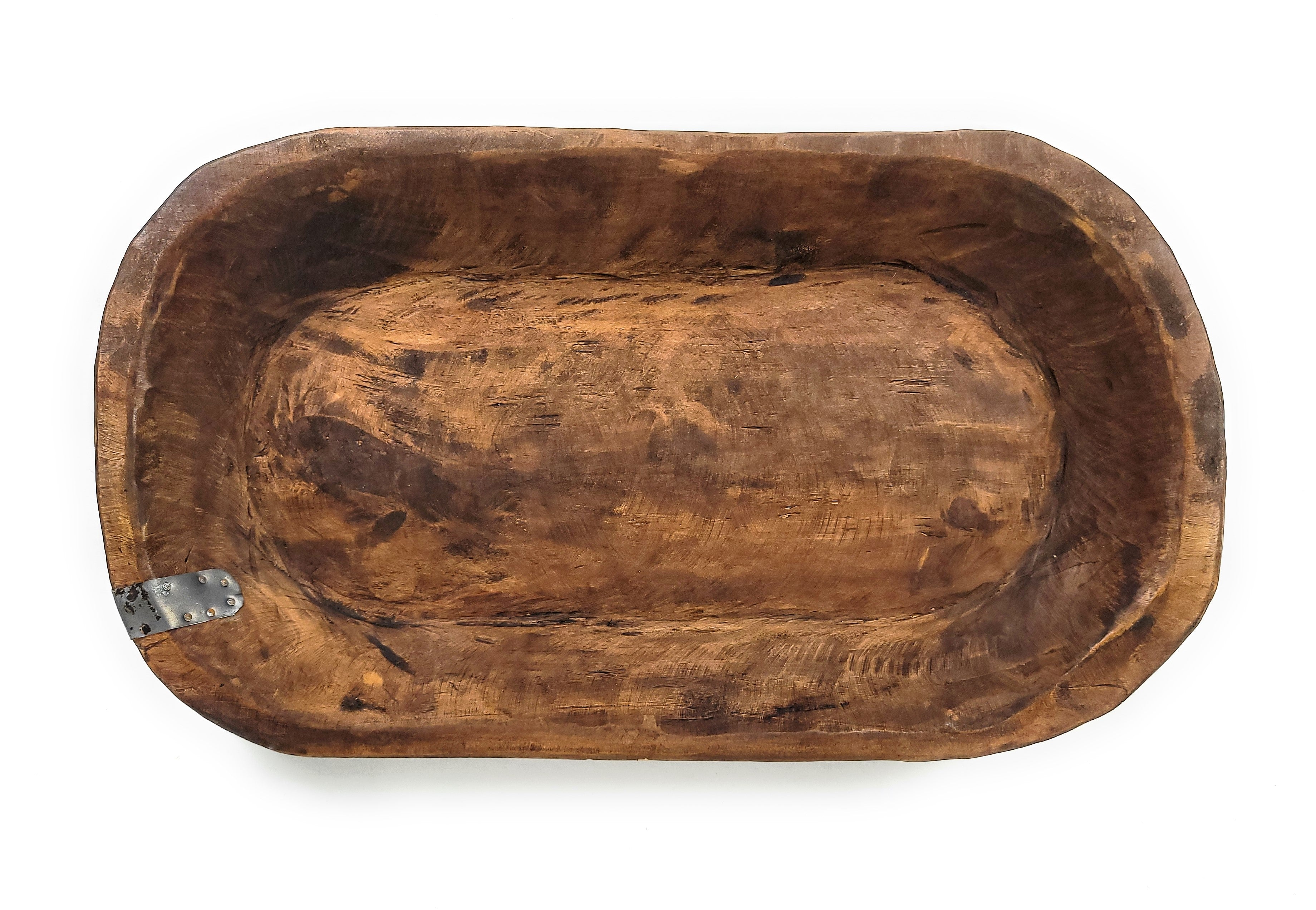 19"-22" Long Industrial Farmhouse Decorative Wood Dough Bowl - The Weston Industrial Dough Bowl - Ranch Junkie Mercantile LLC 