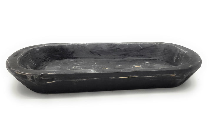 18"-23" Long Rustic Ebony Weston Decorative Wood Dough Bowl - Wood Bowl Décor Black Bread Bowl - Ranch Junkie Mercantile LLC