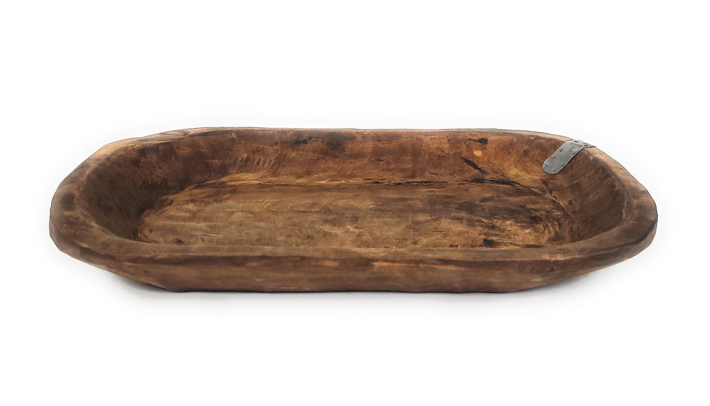 19"-22" Long Industrial Farmhouse Decorative Wood Dough Bowl - The Weston Industrial Dough Bowl - Ranch Junkie Mercantile LLC