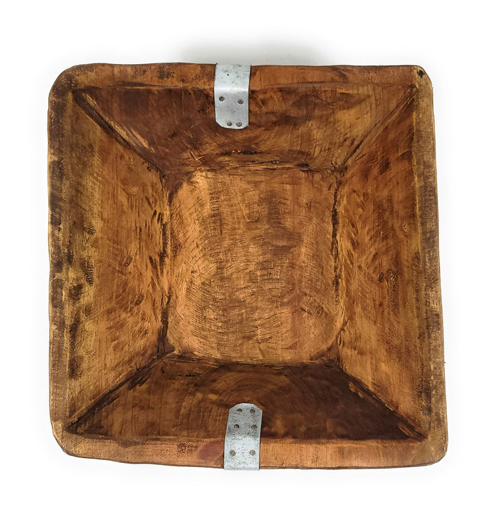 11"-13" Industrial Square Wooden Bowl Wood Dough Bowl- The Southern Woods - Ranch Junkie Mercantile LLC