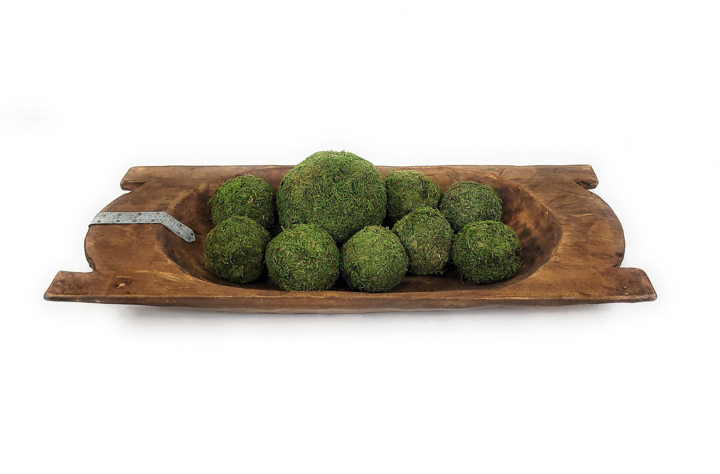 The Industrial Montana Large Dough Bowl Table Center Piece, Decorative Bowl + Moss Balls - Ranch Junkie Mercantile LLC 