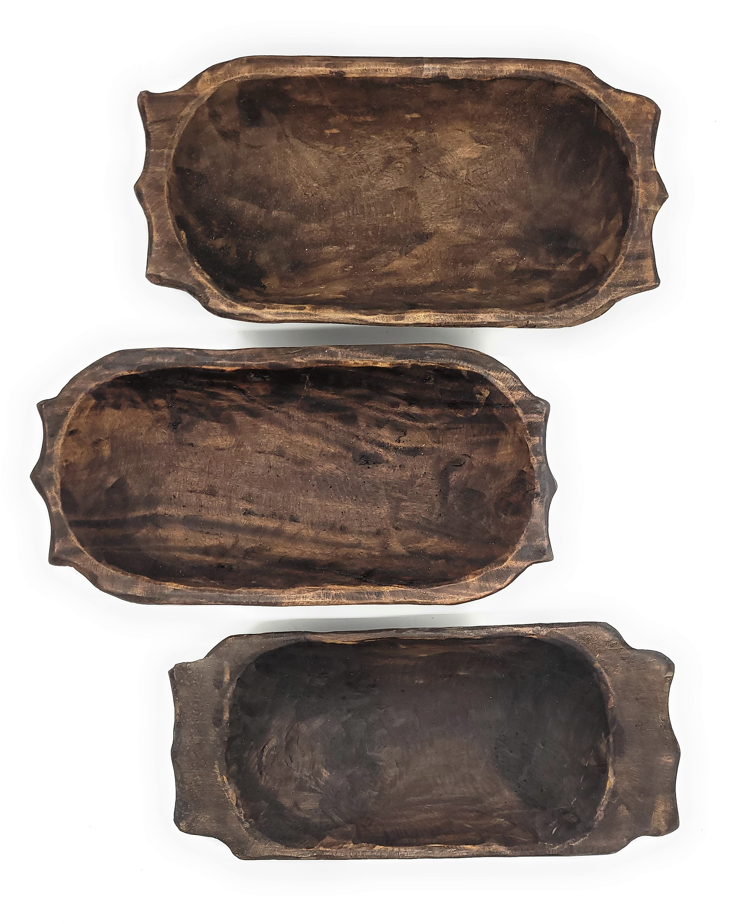Farmhouse Rustic Dough Bowl With Handles- The Big Horn- Two Sizes - Ranch Junkie Mercantile LLC