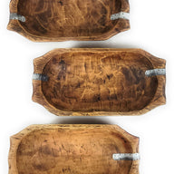 18.5"- 20" Long Industrial Farmhouse Rustic Dough Bowl With Handles - Industrial Dough Bowl- The Industrial Big Horn - Ranch Junkie Mercantile LLC