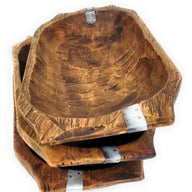 18.5"- 20" Long Industrial Farmhouse Rustic Dough Bowl With Handles - Industrial Dough Bowl- The Industrial Big Horn - Ranch Junkie Mercantile LLC