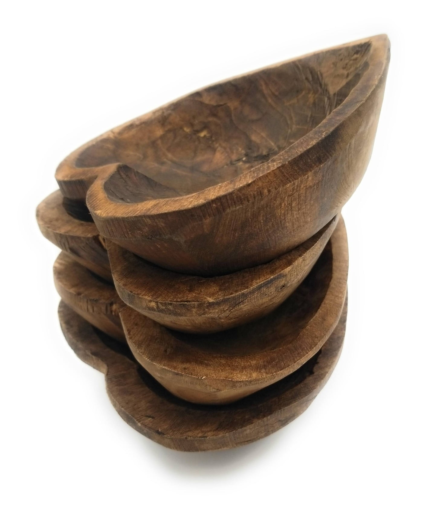 5"- 6" Itty Bitty Wood Heart Bowl Rustic White Farmhouse Brown - Ranch Junkie Mercantile LLC