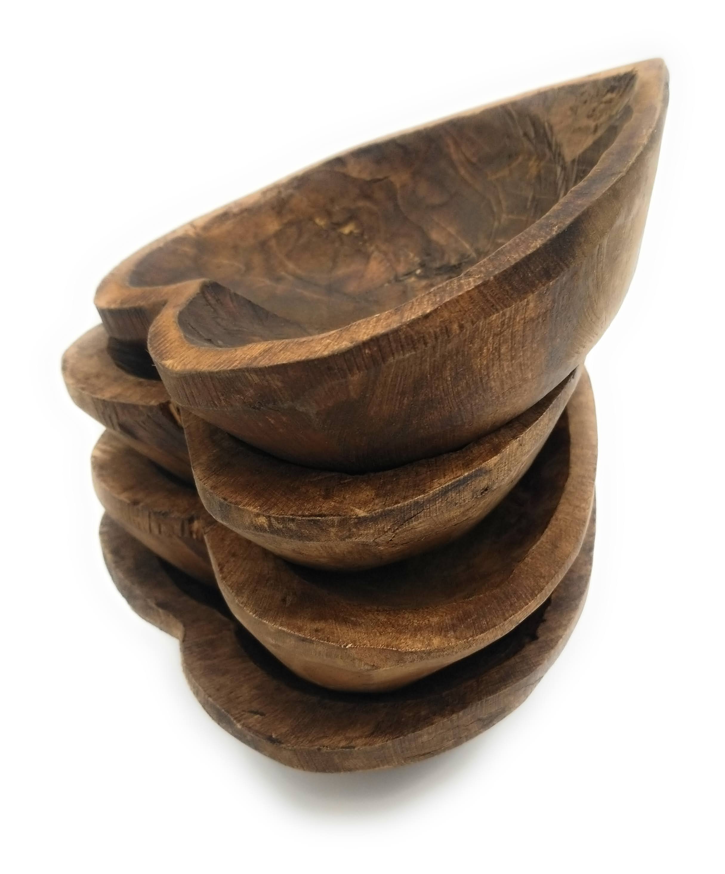 5"- 6" Itty Bitty Wood Heart Bowl Rustic White Farmhouse Brown - Ranch Junkie Mercantile LLC
