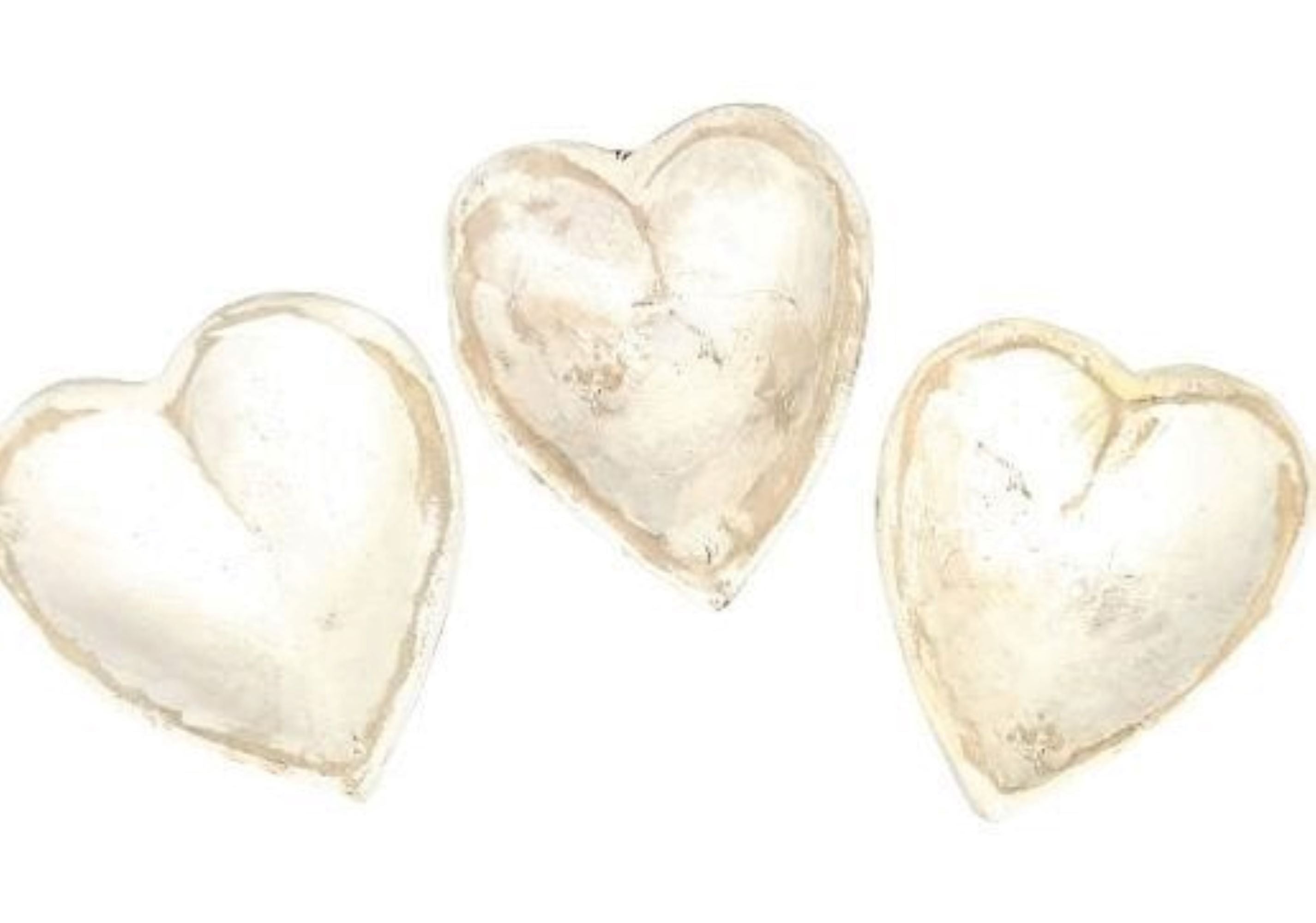 5"- 6" Itty Bitty Wood Heart Bowl Rustic White Farmhouse Brown - Ranch Junkie Mercantile LLC 